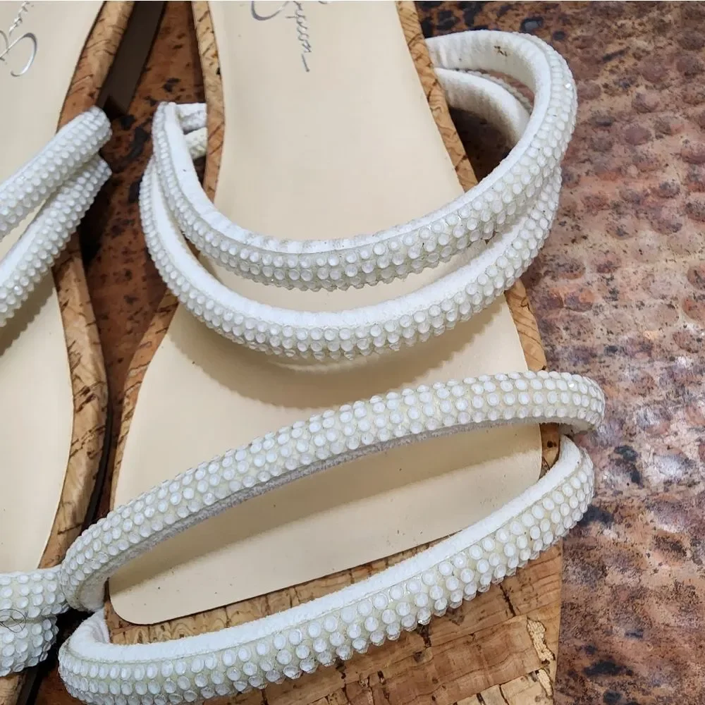 Jessica Simpson Sz.10 White Raexe 2 Slip-on Strappy Slide Sandals            285